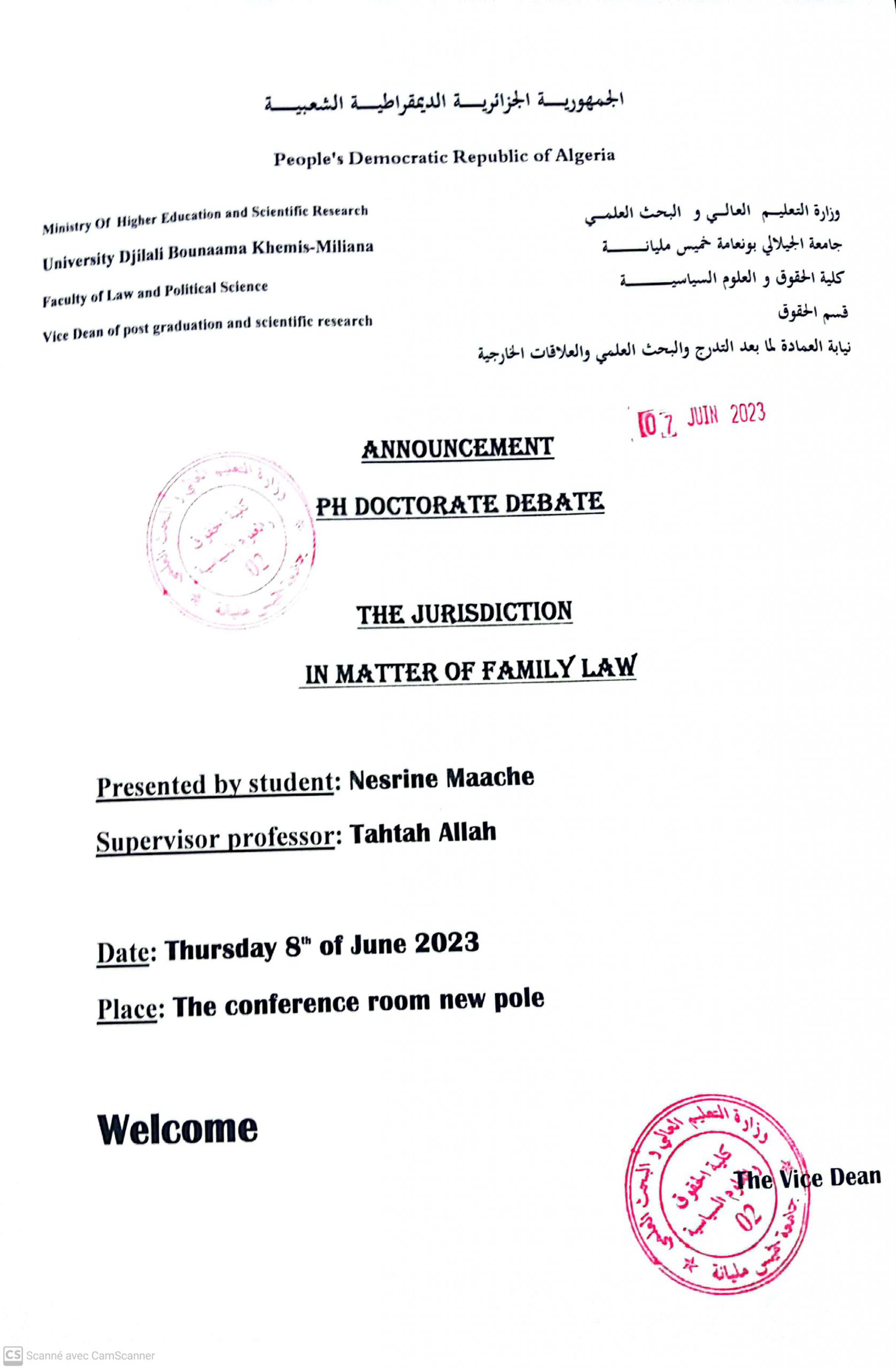 Announcement PH Doctorat